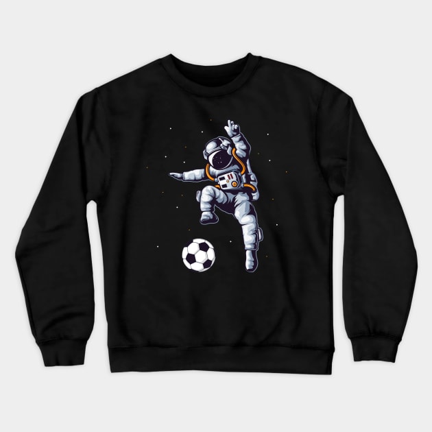 Soccer Astronaut In Space Player Fan Crewneck Sweatshirt by Foxxy Merch